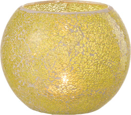 J-Line kaarshouder - theelichthouder Mozaiek Rond - glas - geel - large