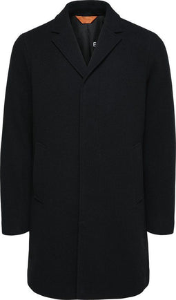 SELECTED HOMME SLHHAGEN W Jas - Heren half lange jas - Recycled wol/polyester - Zwart (mt S)