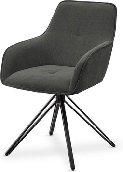 Juskys Eetkamerstoel Met Armleuning - 120 Kg Draagvermogen - 61 x 57 x 85 cm - Lichtgrijs