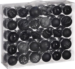 House of Seasons - Plastic Kerstballen Set - 60 Stuks - Ø7 cm - Zwart (60 stuks)