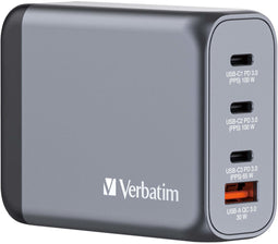 Verbatim GNC-100 - GaN Oplader 4 Poorten 100W USB A/C - Power Delivery 3.0 Quick Charge 3.0
