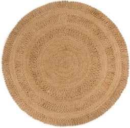 vidaXL - Tapijt - rond - 180 - cm - gevlochten - jute