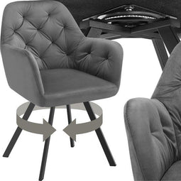 tectake® Draaistoel Fluweellook - Eetkamerstoel - 180° Draaibaar - Antraciet