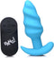 XR Brands Vibrating Silicone Swirl Butt Plug with Remote Control blue