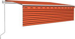 vidaXL - Luifel - automatisch - uittrekbaar - rolgordijn - 5x3 - m - oranje - en - bruin