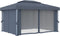vidaXL - Prieel - met - gordijn - en - LED-lichtslinger - 4x3 - m - antracietkleurig