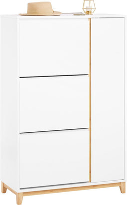 SoBuy FSR189-WN - Schoenenkast - 3 Kleppen en Deur - Wit