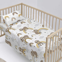 Happy Friday Sheet set 2 pieces Sleepy sloth 120x180 cm (Cot bed) Multicolor