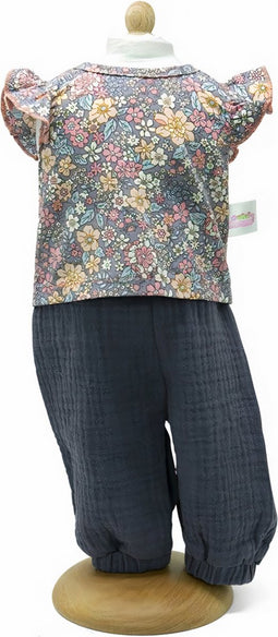 Toizz Babypop Blouse Met Broek Meisjes 42/46 Cm Polyester Grijs