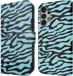 iMoshion Hoesje Geschikt voor Samsung Galaxy A32 (5G) Hoesje Met Pasjeshouder - iMoshion Design Bookcase smartphone - Meerkleurig / Black Blue Stripes