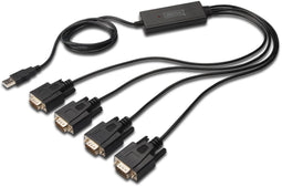 Assmann USB 2.0 - 4x RS-232 - 150cm - Zwart