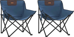 vidaXL - Campingstoelen - 2 - st - met - vakje - inklapbaar - blauw