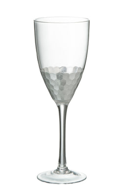 J-Line wijnglas - rode wijn - glas - zilver - woonaccessoires