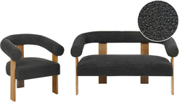 ILBRO - Bankenset - Zwart/Donkerbruin - Bouclé