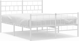 vidaXL - Bedframe - met - hoofd- - en - voeteneinde - metaal - wit - 160x200 - cm