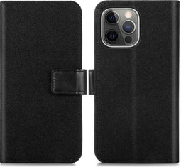 iMoshion Hoesje Geschikt voor iPhone 13 Pro Hoesje Met Pasjeshouder - iMoshion Luxe Canvas Bookcase - Zwart