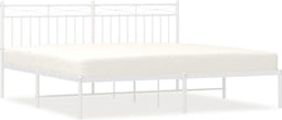 vidaXL - Bedframe - met - hoofdbord - metaal - wit - 180x200 - cm