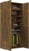 vidaXL - Schoenenkast - 80x39x178 - cm - bewerkt - hout - gerookt - eikenkleurig