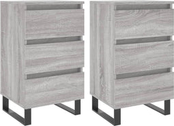 vidaXL - Nachtkastjes - 2 - st - 40x35x69 - cm - bewerkt - hout - grijs - sonoma - eiken