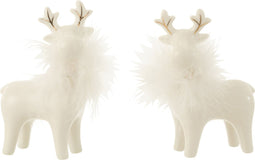 J-Line figuur Eland - porselein - goud/wit - medium - 2 stuks