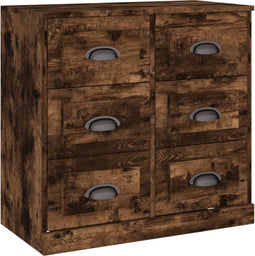vidaXL - Dressoir - 70x35,5x67,5 - cm - bewerkt - hout - gerookt - eikenkleurig