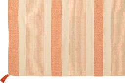 J-Line Plaid - fleece deken - katoen - beige & oranje - 130 x 180 cm - woonaccessoires