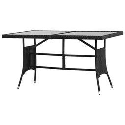 vidaXL - Tuintafel - 140x80x74 - cm - poly - rattan - zwart