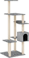 vidaXL - Kattenmeubel - met - sisal - krabpalen - 142 - cm - lichtgrijs