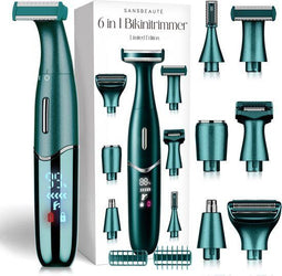 Sansbeauté® 6-in-1 Bikinitrimmer - Gezicht - Oksels - Benen - Bikinilijn - Wenkbrauw Trimmer - Groen