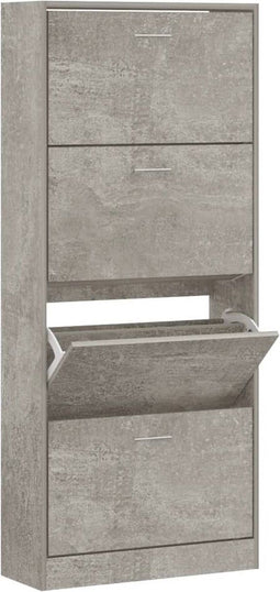 vidaXL - Schoenenkast - 63x24x147 - cm - bewerkt - hout - betongrijs
