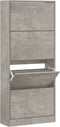 vidaXL - Schoenenkast - 63x24x147 - cm - bewerkt - hout - betongrijs