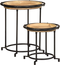 vidaXL - 2-delige - bijzettafelset - massief - hout - mango