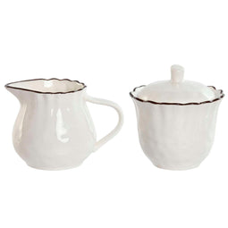 Melk- en Suikerpot Home ESPRIT Wit Bruin Porselein 250 ml 12 x 8,4 x 8 cm 2 Onderdelen