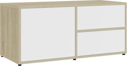 vidaXL - Tv-meubel - 80x34x36 - cm - bewerkt - hout - wit - en - sonoma - eikenkleurig