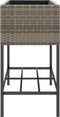 vidaXL - Plantenbak - met - schap - poly - rattan - grijs