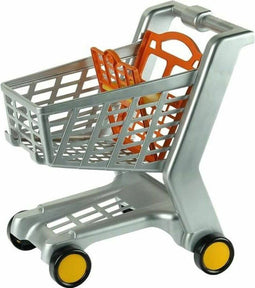 Klein Toys boodschappenwagentje - 42x35x47 cm - klapstoeltje voor poppen tot 50 cm - lichtlopende wielen - grijs oranje geel