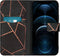 iMoshion Hoesje Geschikt voor iPhone 12 / 12 Pro Hoesje Met Pasjeshouder - iMoshion Design Softcase Bookcase - Goud / Zwart / Black Graphic
