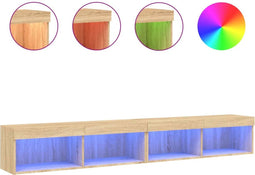 vidaXL - Tv-meubels - met - LED-verlichting - 2 - st - 100x30x30 - cm - sonoma - eiken