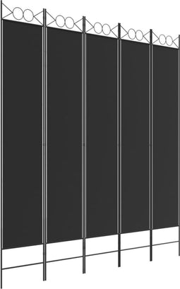 vidaXL - Kamerscherm - met - 5 - panelen - 200x200 - cm - stof - zwart