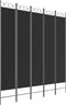 vidaXL - Kamerscherm - met - 5 - panelen - 200x200 - cm - stof - zwart