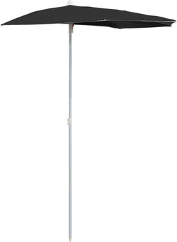 vidaXL - Parasol - half - met - paal - 180x90 - cm - zwart