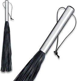 Zachte leren zweep met aluminium handvat