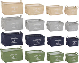 Basket spelset DKD Home Decor Groen Grijs Crème Marineblauw Loft 39 x 27 x 24 cm (4 Onderdelen)