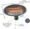 Perel PHW2000 - Terrasverwarmer 2000 W - Quartz wandmontage 3 warmteniveaus zwart