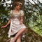 Dressforfun Mini-Dirndl Burgau model 2 M - Verkleedkleding - Pailletten en vetersluiting