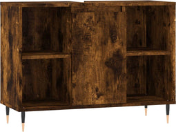 vidaXL - Badkamerkast - 80x33x60 - cm - bewerkt - hout - gerookt - eikenkleurig