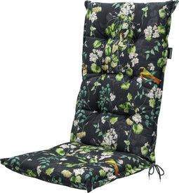 Madison tuinkussens - Hoge Rug- Sadie Grey - 123x50cm - tuinstoelkussens - Grijs- Antraciet - Met Lint -Extra Dik