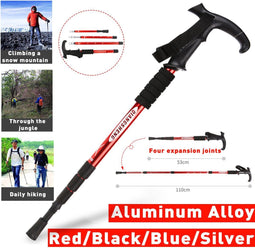Wandelstok - Outdoor Wandelen - Blauwe Kleur 105-135 cm - Telescopische Stick Aluminium - Ultralight - Antislip Trekking Poles - Bergbeklimmen