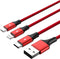Unitek C4049RD - USB A naar USB-C/Micro-USB/Lightning - 1,2 m - Rood