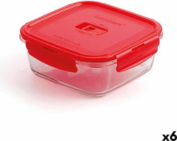 Hermetische Lunchtrommel Luminarc Pure Box Rood 1,22 L Glas (6 Stuks)